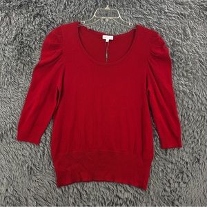 Joseph A Sweater NWT Womens XL Red Lightweight Pleated Puff Sleeve Super Soft